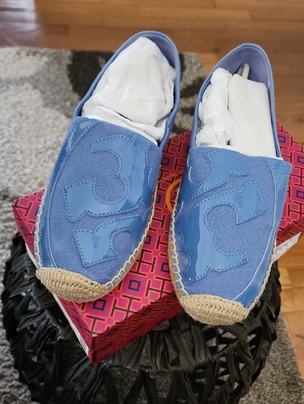 NIB Tory Burch Light Blue Espadrille Slip-On Shoes